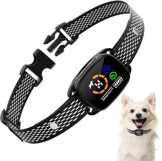 Rechargeable Smart Anti-Bark Collar for Small to Medium Dogs - Waterproof Shock-Free Design with 6 Adjustable Sensitivity Levels and Beep Vibration